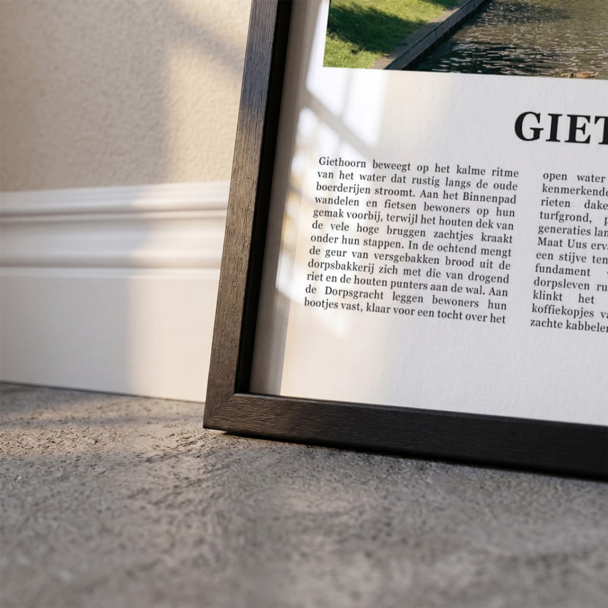 Detailopname van Giethoorn Fotoposter – Kleur ingelijst in zwarte fotolijst