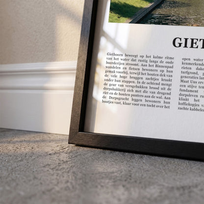 Detailopname van Giethoorn Fotoposter – Kleur ingelijst in zwarte fotolijst