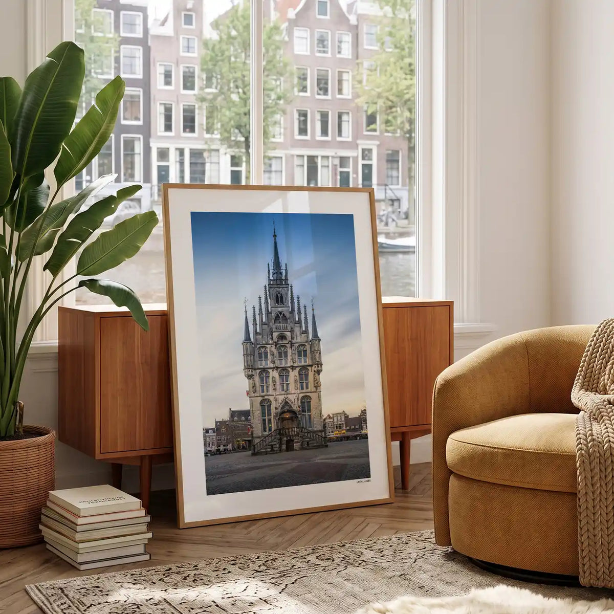 Gouda Klassiek fotoposter in woonkamer interieur - Kleur