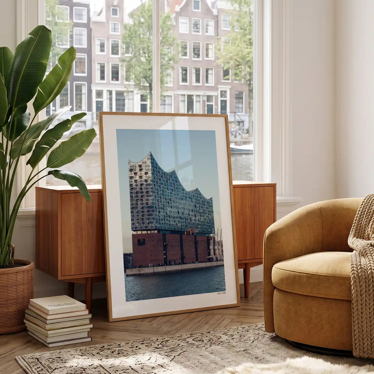 Hamburg Klassiek fotoposter in woonkamer interieur - Kleur