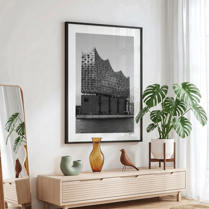 Hamburg Klassiek fotoposter in zwarte lijst - Zwart-Wit