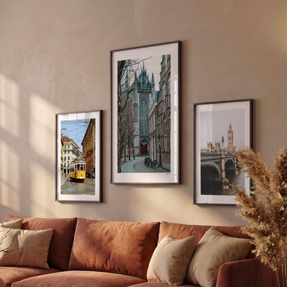 Drie Leiden Klassiek fotoposters boven bank wanddecoratie - Kleur