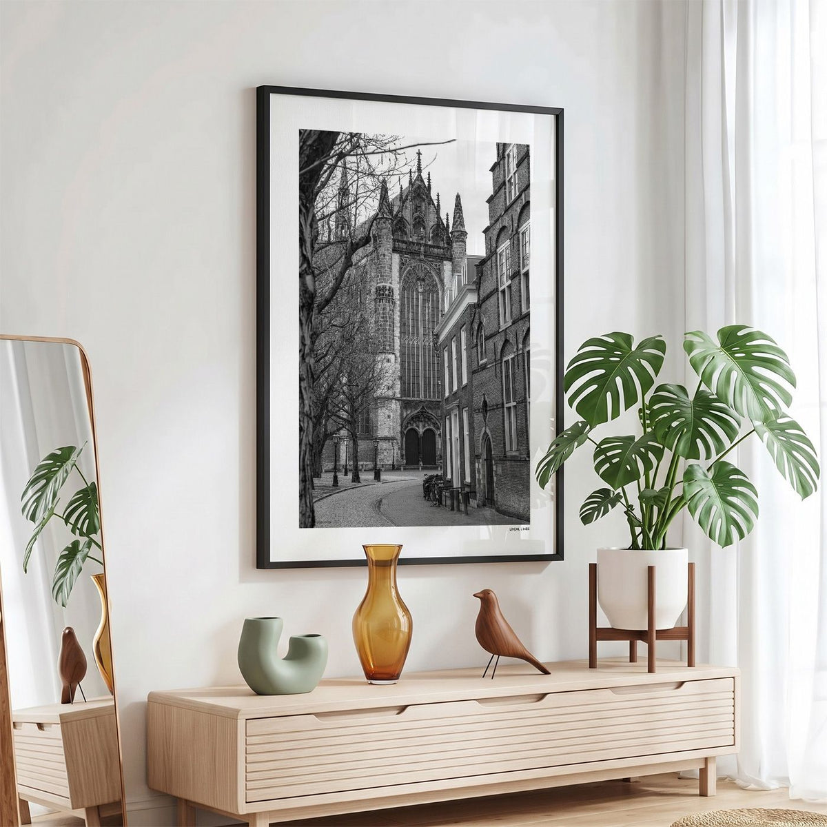 Leiden Klassiek fotoposter in zwarte lijst - Zwart-Wit