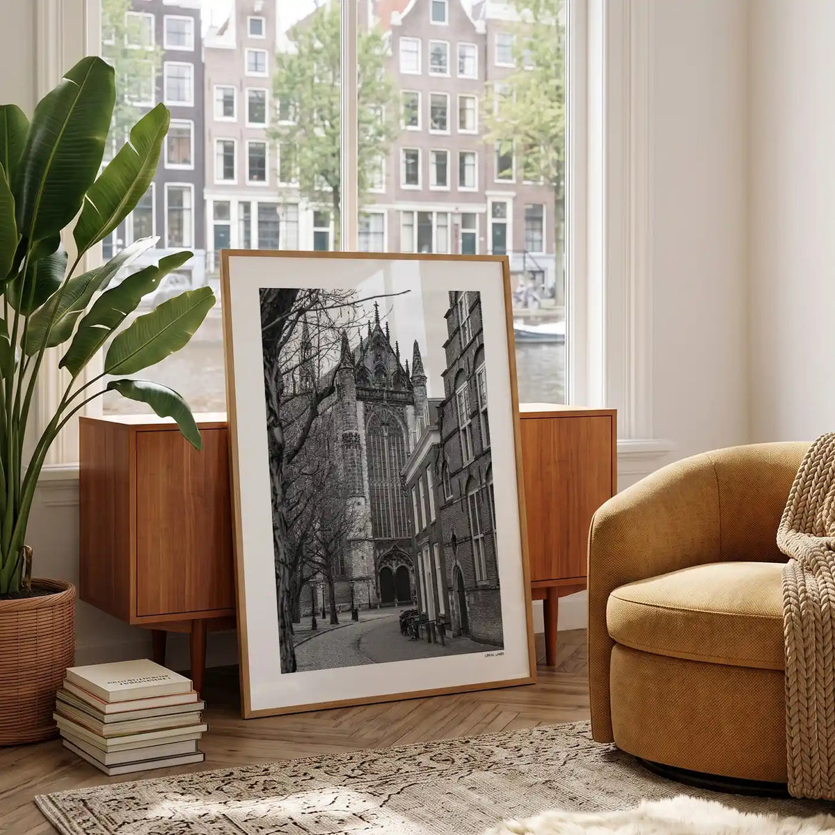 Leiden Klassiek fotoposter in woonkamer interieur - Zwart-Wit