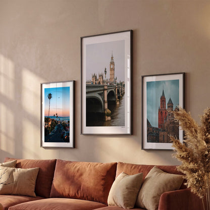 Drie Londen Klassiek fotoposters boven bank wanddecoratie - Kleur