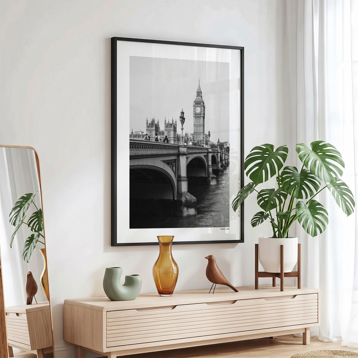 Londen Klassiek fotoposter in zwarte lijst - Zwart-Wit