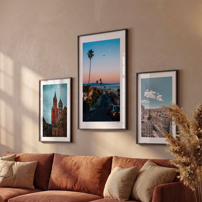 Drie Los Angeles Klassiek fotoposters boven bank wanddecoratie - Kleur