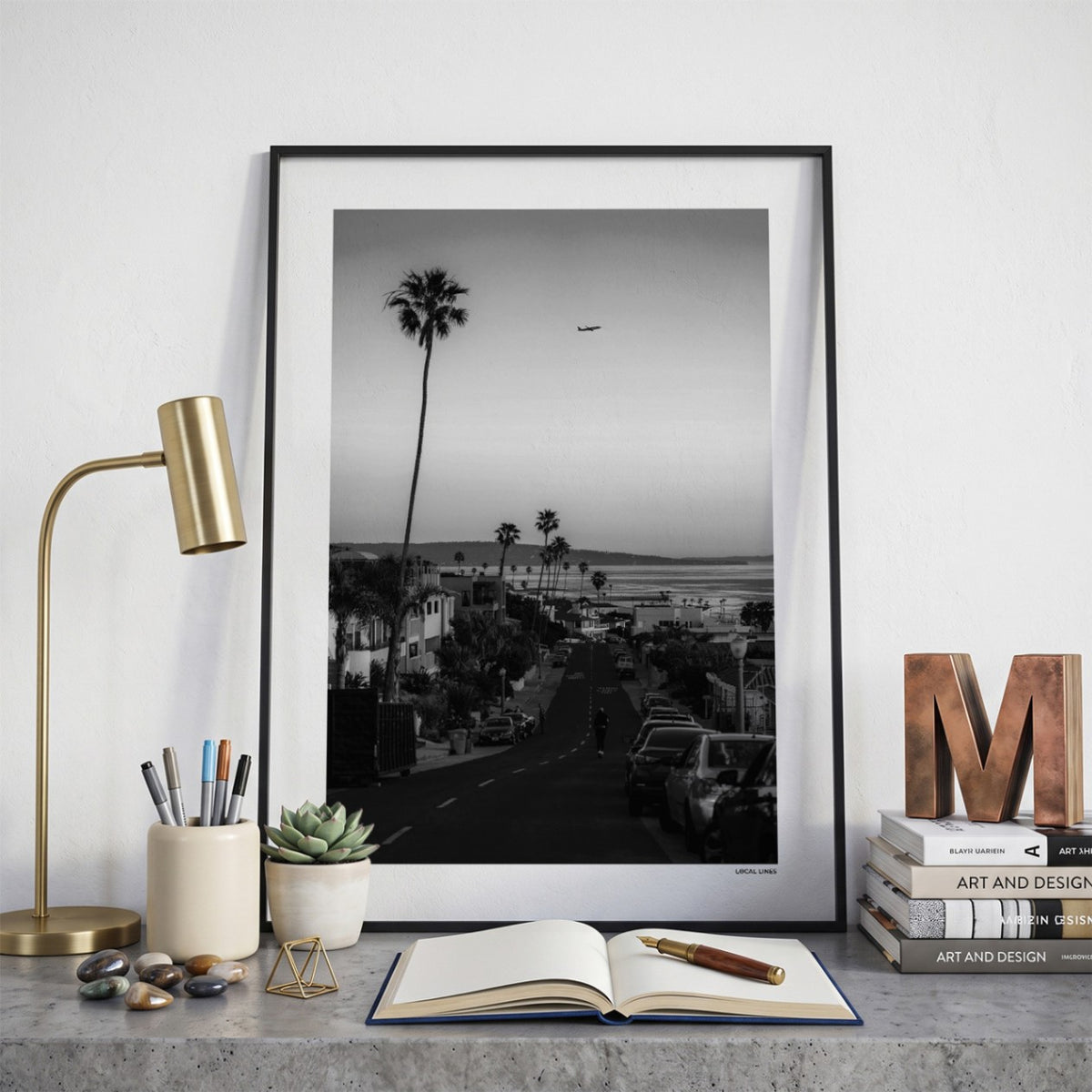 Los Angeles Klassiek fotoposter op bureau in kamer - Zwart-Wit