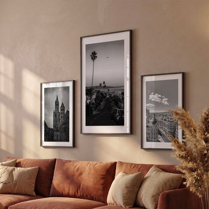 Drie Los Angeles Klassiek fotoposters boven bank wanddecoratie - Zwart-Wit