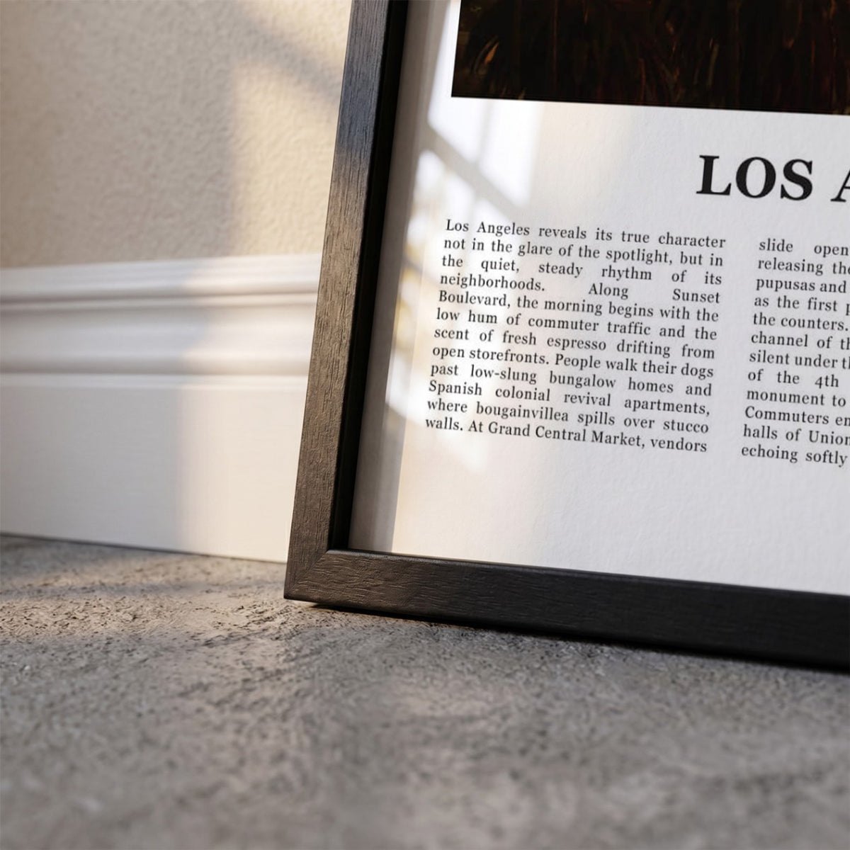 Detailopname van Los Angeles Fotoposter – Kleur ingelijst in zwarte fotolijst