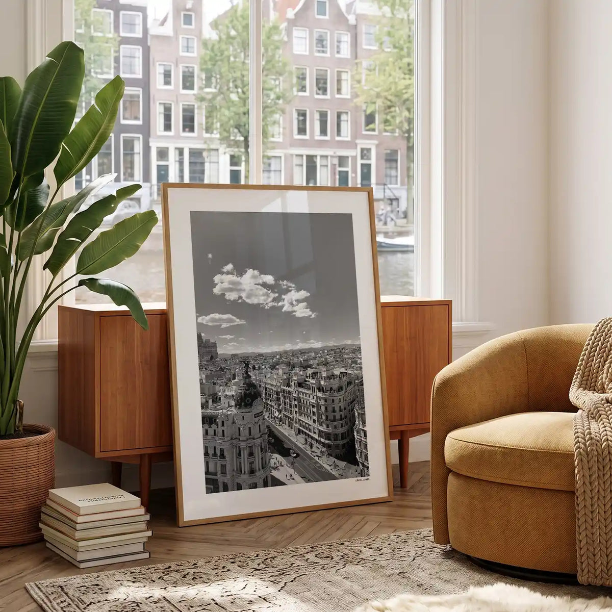 Madrid Klassiek fotoposter in woonkamer interieur - Zwart-Wit