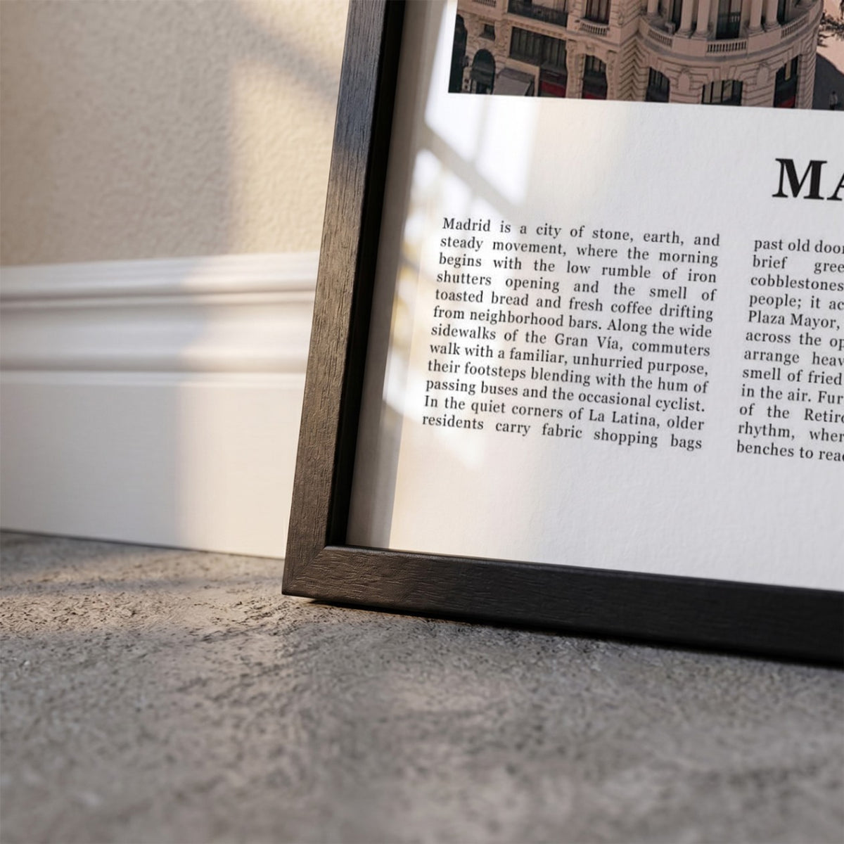 Detailopname van Madrid Fotoposter – Kleur ingelijst in zwarte fotolijst