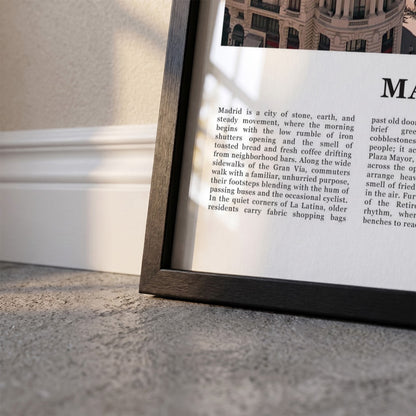 Detailopname van Madrid Fotoposter – Kleur ingelijst in zwarte fotolijst