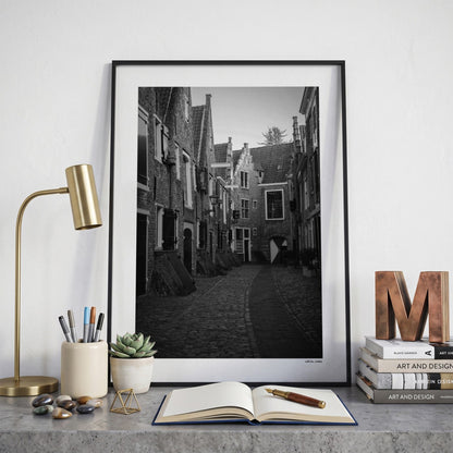 Middelburg Klassiek fotoposter op bureau in kamer - Zwart-Wit