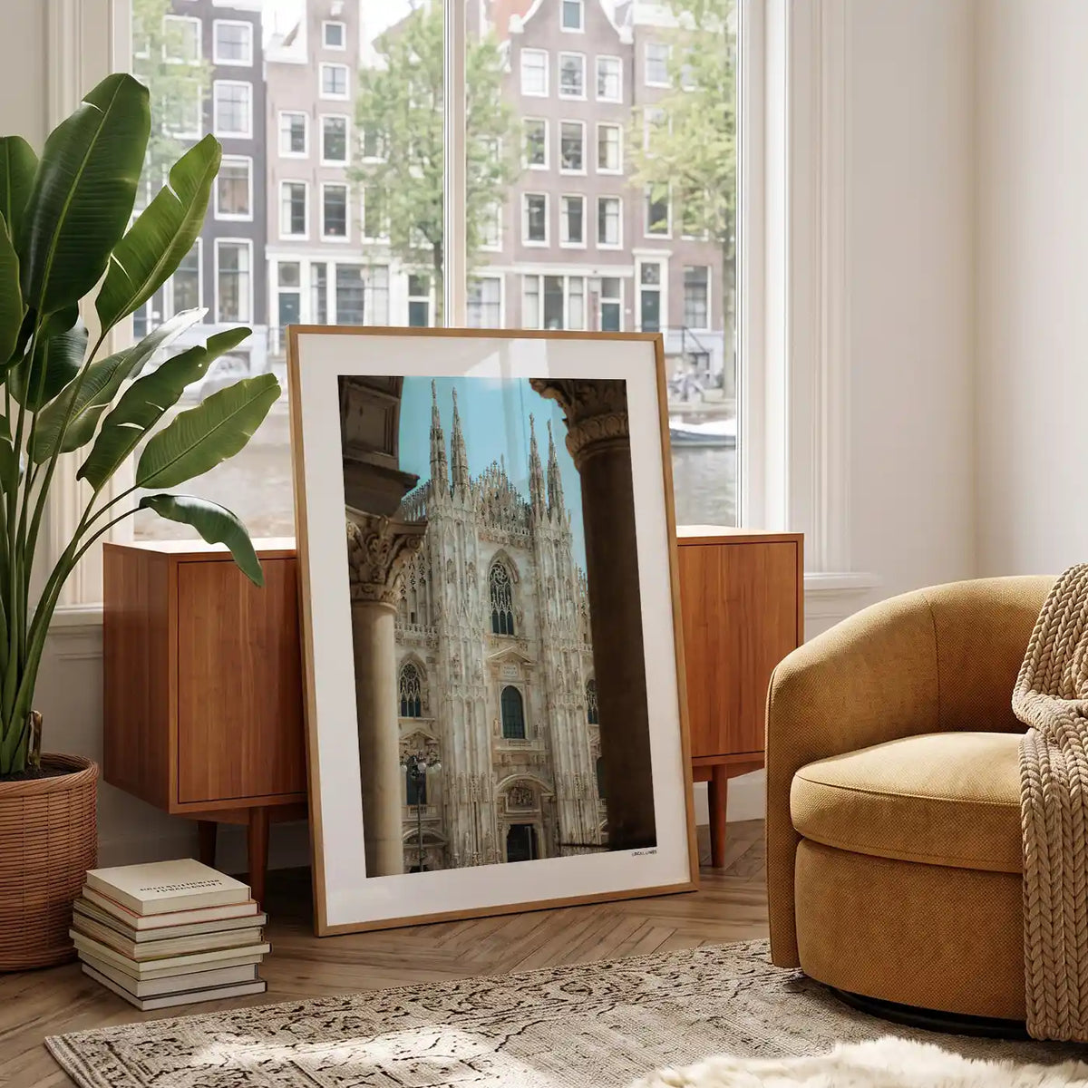 Milaan Klassiek fotoposter in woonkamer interieur - Kleur