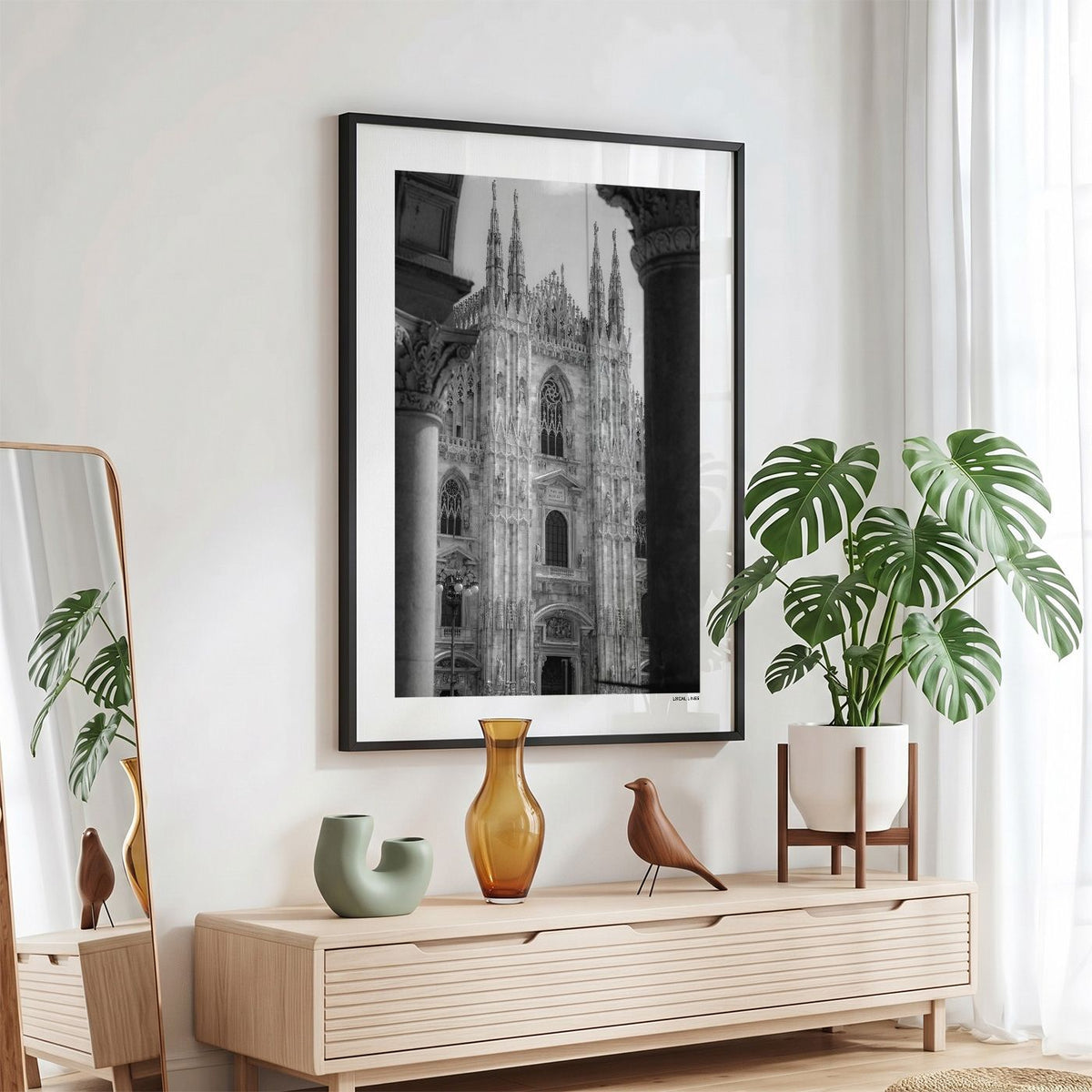 Milaan Klassiek fotoposter in zwarte lijst - Zwart-Wit