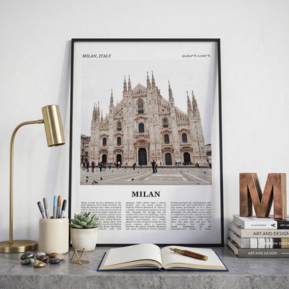 Ingelijste Milaan Fotoposter – Kleur op een bureau in zwarte fotolijst