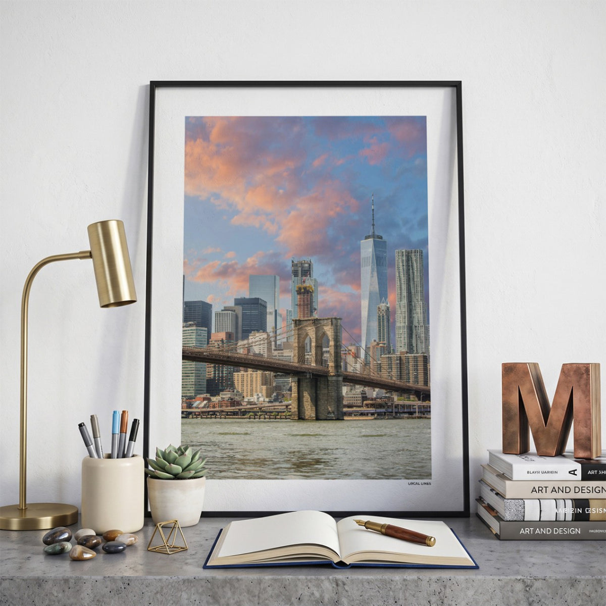 New York 1 Klassiek fotoposter op bureau in kamer - Kleur