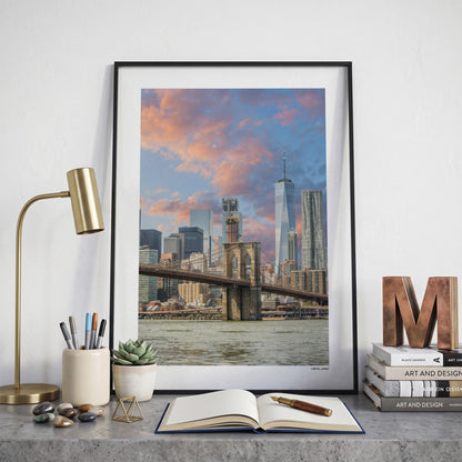 New York 1 Klassiek fotoposter op bureau in kamer - Kleur