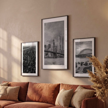 Drie New York 1 Klassiek fotoposters boven bank wanddecoratie - Zwart-Wit