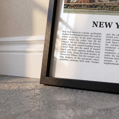Detailopname van New York Fotoposter Skyline – Kleur ingelijst in zwarte fotolijst