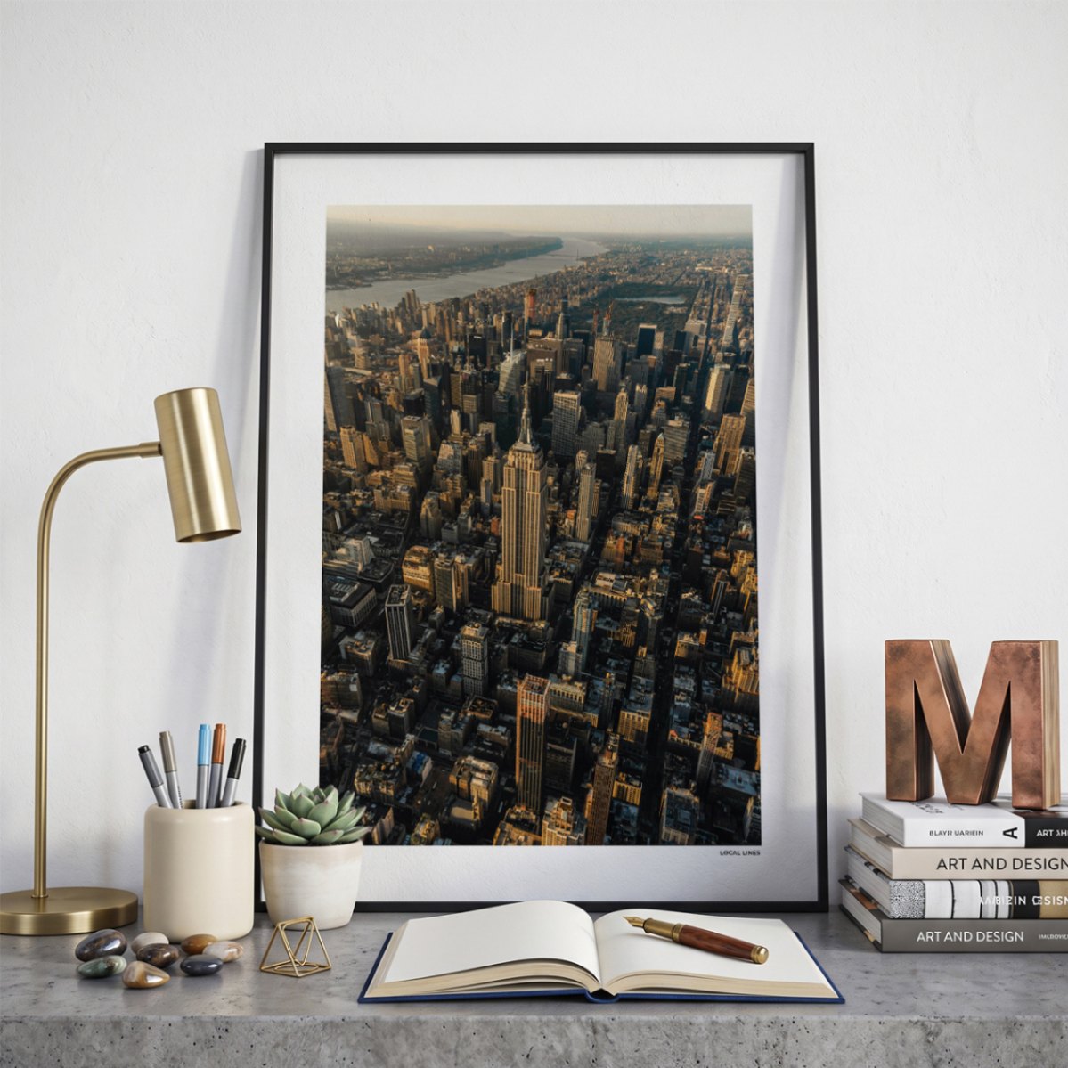 New York 2 Klassiek fotoposter op bureau in kamer - Kleur