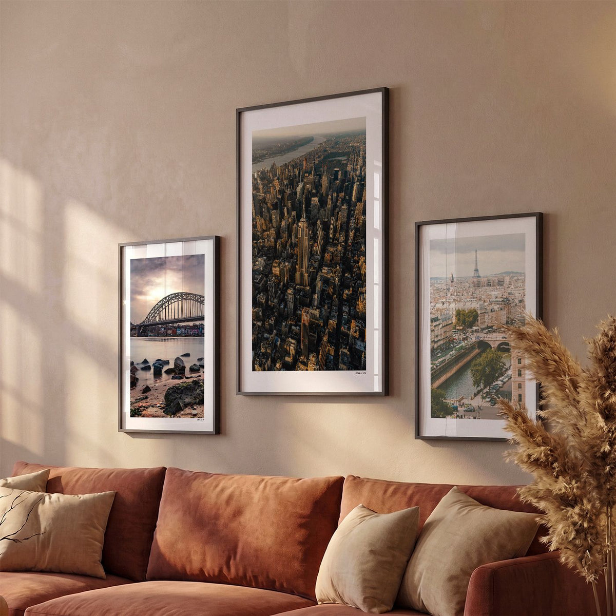Drie New York 2 Klassiek fotoposters boven bank wanddecoratie - Kleur
