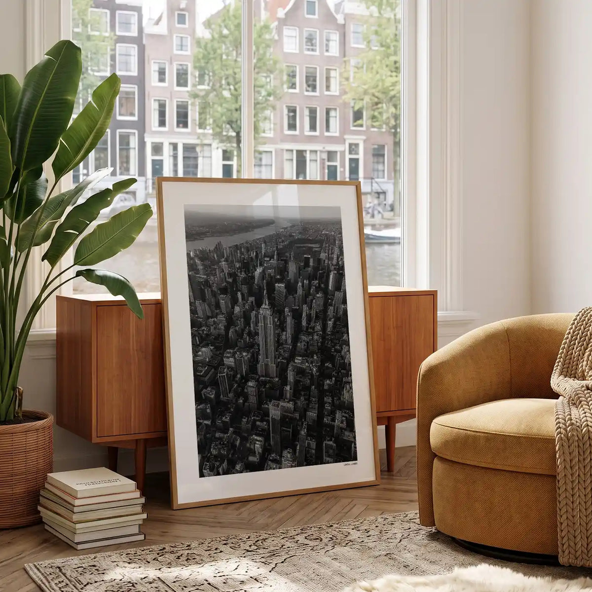 New York 2 Klassiek fotoposter in woonkamer interieur - Zwart-Wit