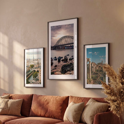 Drie Nijmegen Klassiek fotoposters boven bank wanddecoratie - Kleur