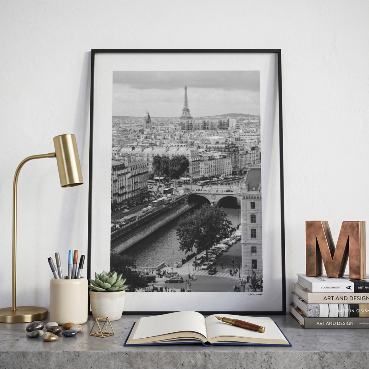 Parijs Klassiek fotoposter op bureau in kamer - Zwart-Wit