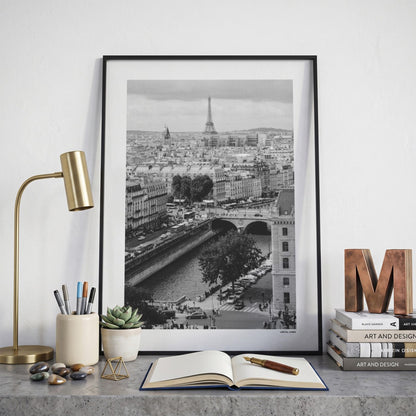 Parijs Klassiek fotoposter op bureau in kamer - Zwart-Wit