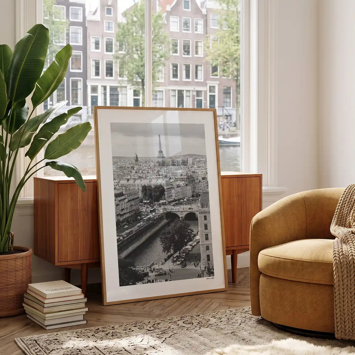 Parijs Klassiek fotoposter in woonkamer interieur - Zwart-Wit