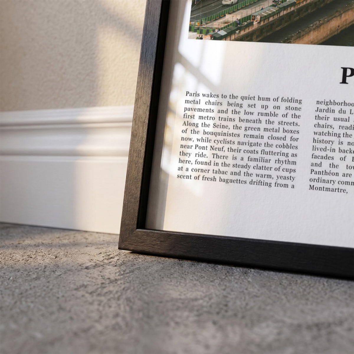 Detailopname van Parijs Fotoposter – Kleur ingelijst in zwarte fotolijst