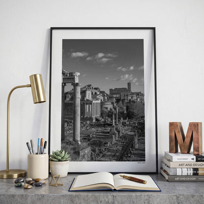 Rome Klassiek fotoposter op bureau in kamer - Zwart-Wit