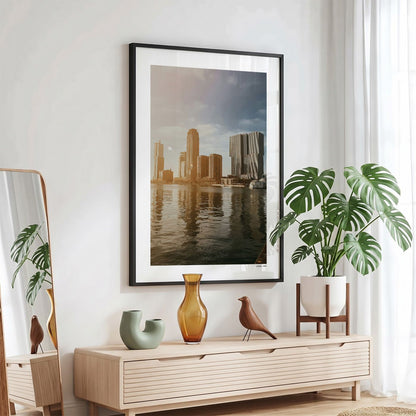 Rotterdam Skyline fotoposter in zwarte lijst - Kleur