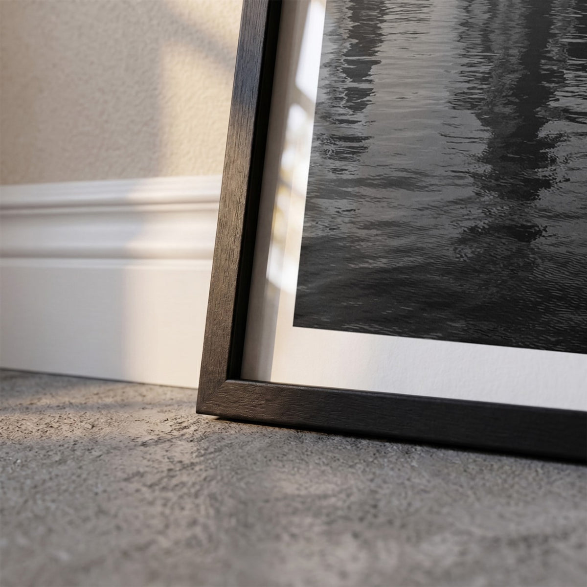 Detail van Rotterdam Skyline fotoposter en lijst - Zwart-Wit