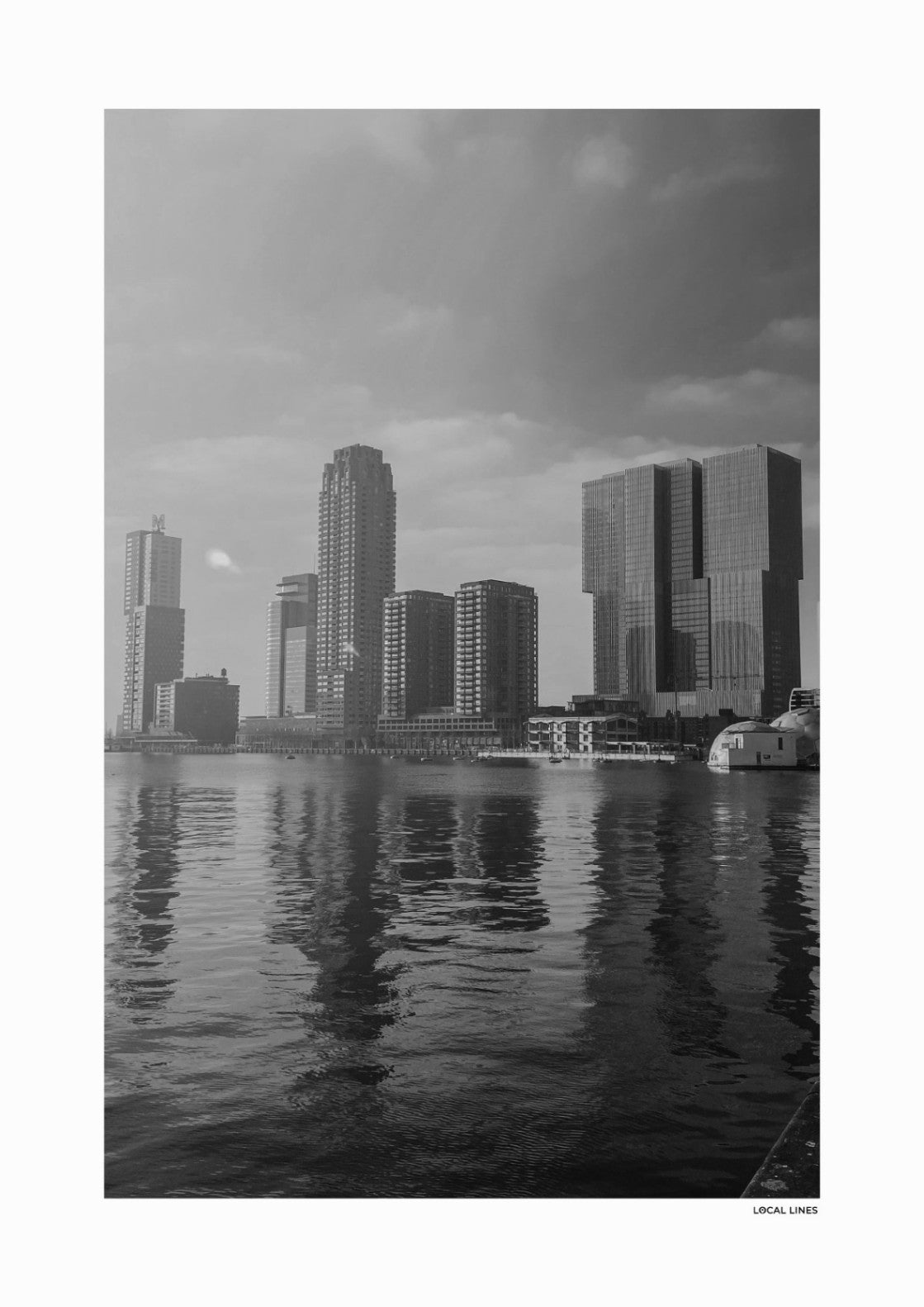 Rotterdam Skyline fotoposter zonder lijst - Zwart-Wit