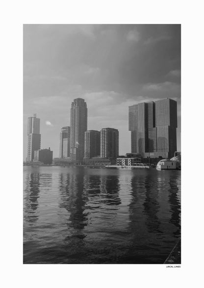 Rotterdam Skyline fotoposter zonder lijst - Zwart-Wit