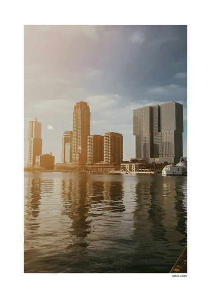 Rotterdam Skyline fotoposter zonder lijst - Kleur