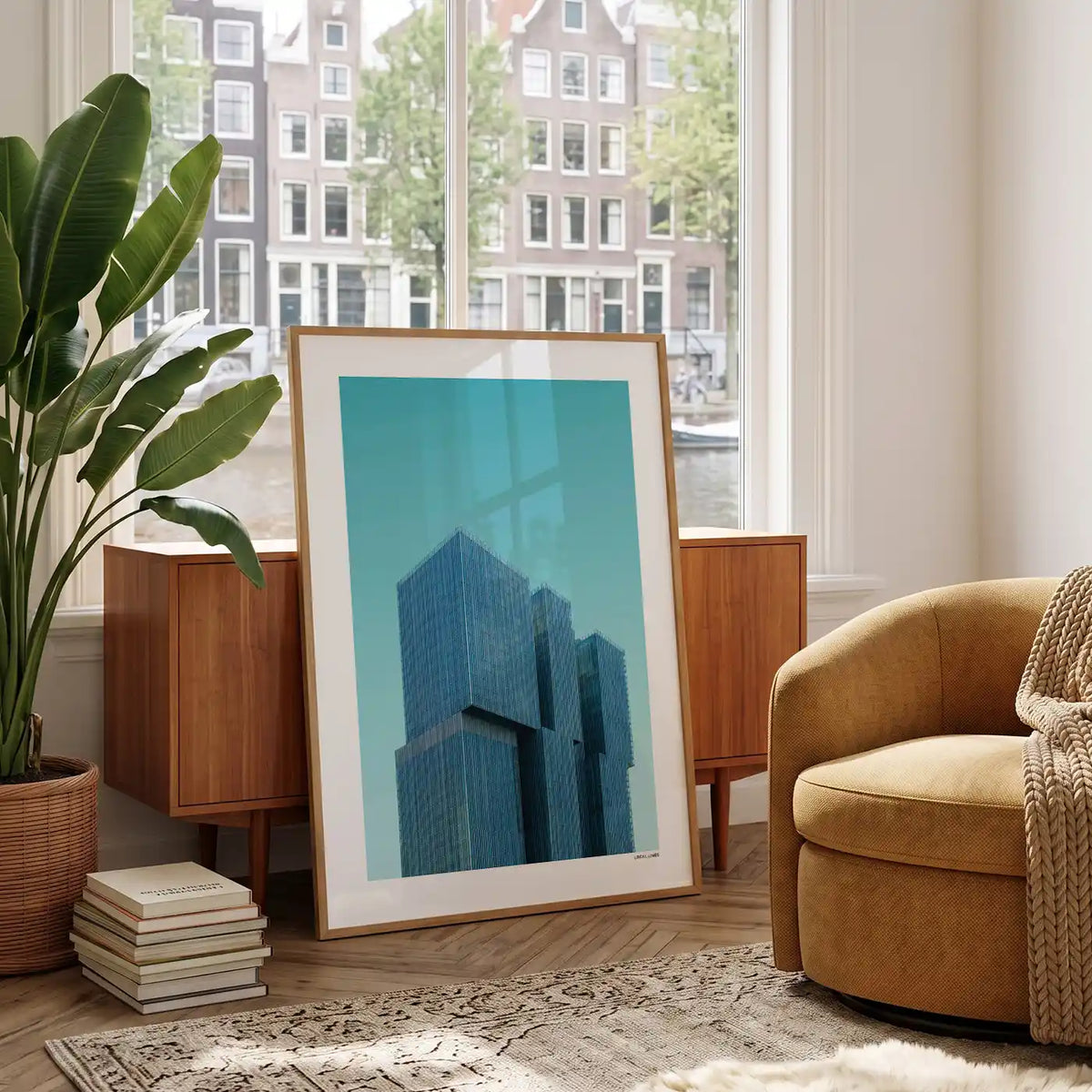 Rotterdam De Rotterdam fotoposter in woonkamer interieur - Kleur