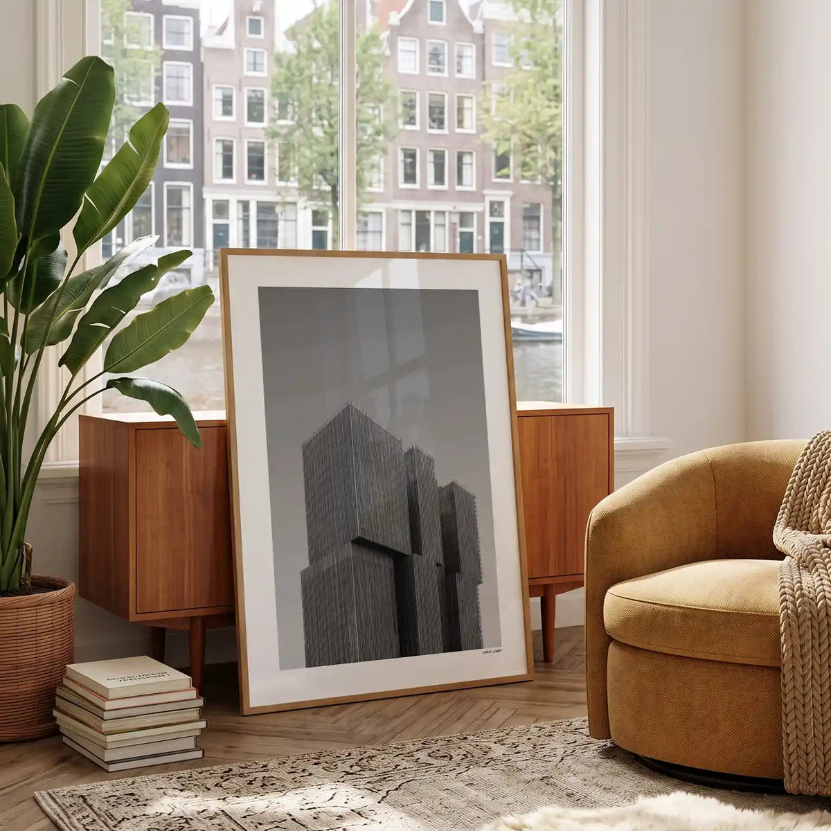 Rotterdam De Rotterdam fotoposter in woonkamer interieur - Zwart-Wit