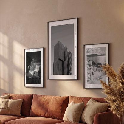 Drie Rotterdam De Rotterdam fotoposters boven bank wanddecoratie - Zwart-Wit