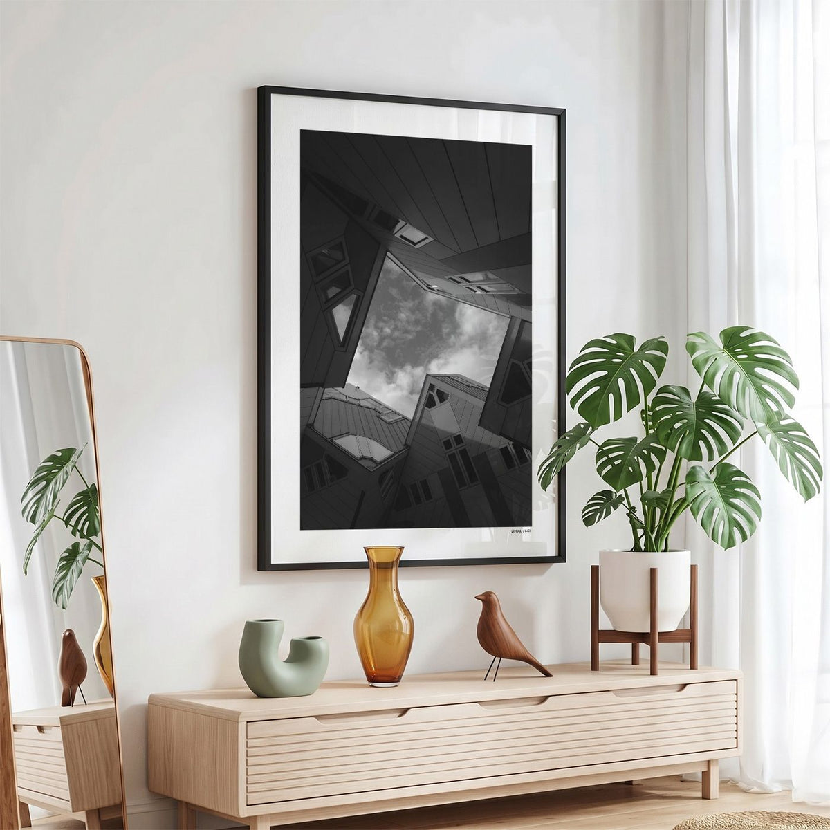 Rotterdam Kubuswoningen fotoposter in zwarte lijst - Zwart-Wit