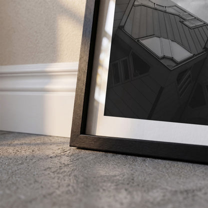 Detail van Rotterdam Kubuswoningen fotoposter en lijst - Zwart-Wit