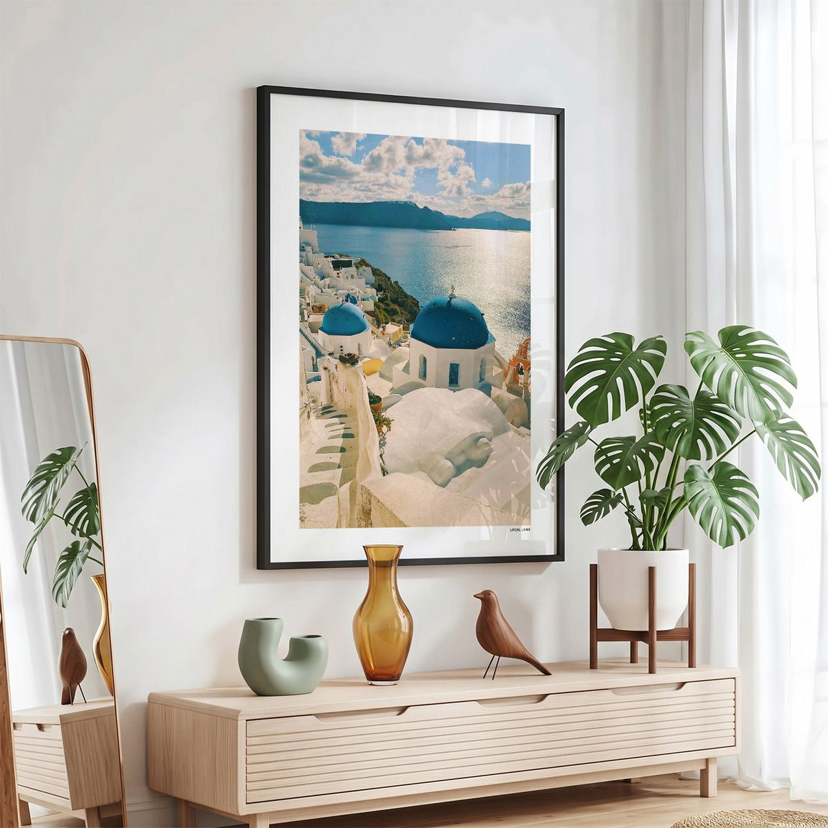 Santorini Klassiek fotoposter in zwarte lijst - Kleur