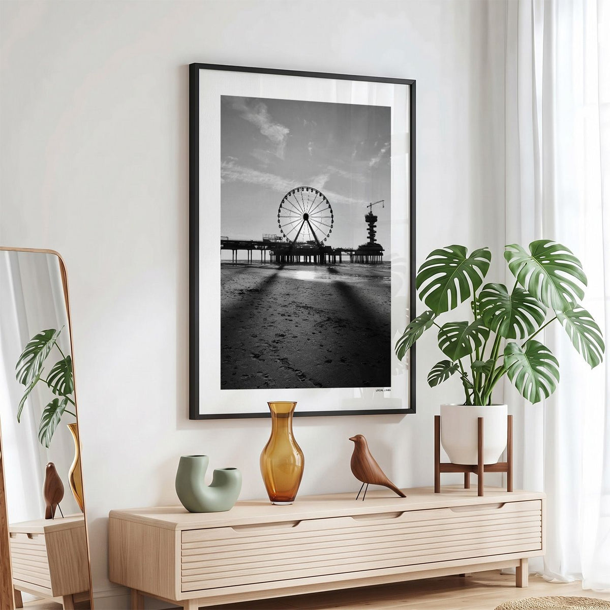 Scheveningen Klassiek fotoposter in zwarte lijst - Zwart-Wit