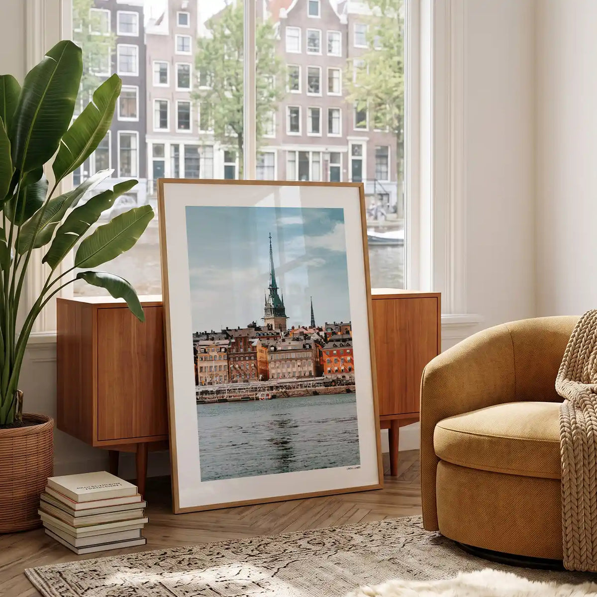 Stockholm Klassiek fotoposter in woonkamer interieur - Kleur