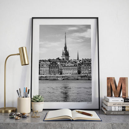 Stockholm Klassiek fotoposter op bureau in kamer - Zwart-Wit