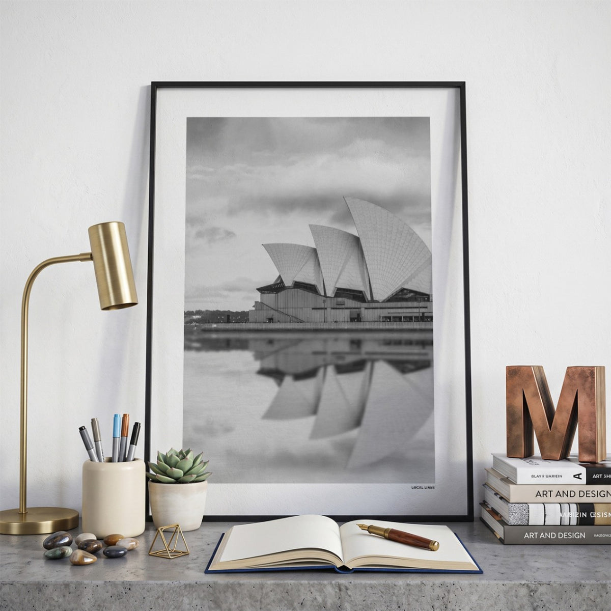 Sydney Klassiek fotoposter op bureau in kamer - Zwart-Wit