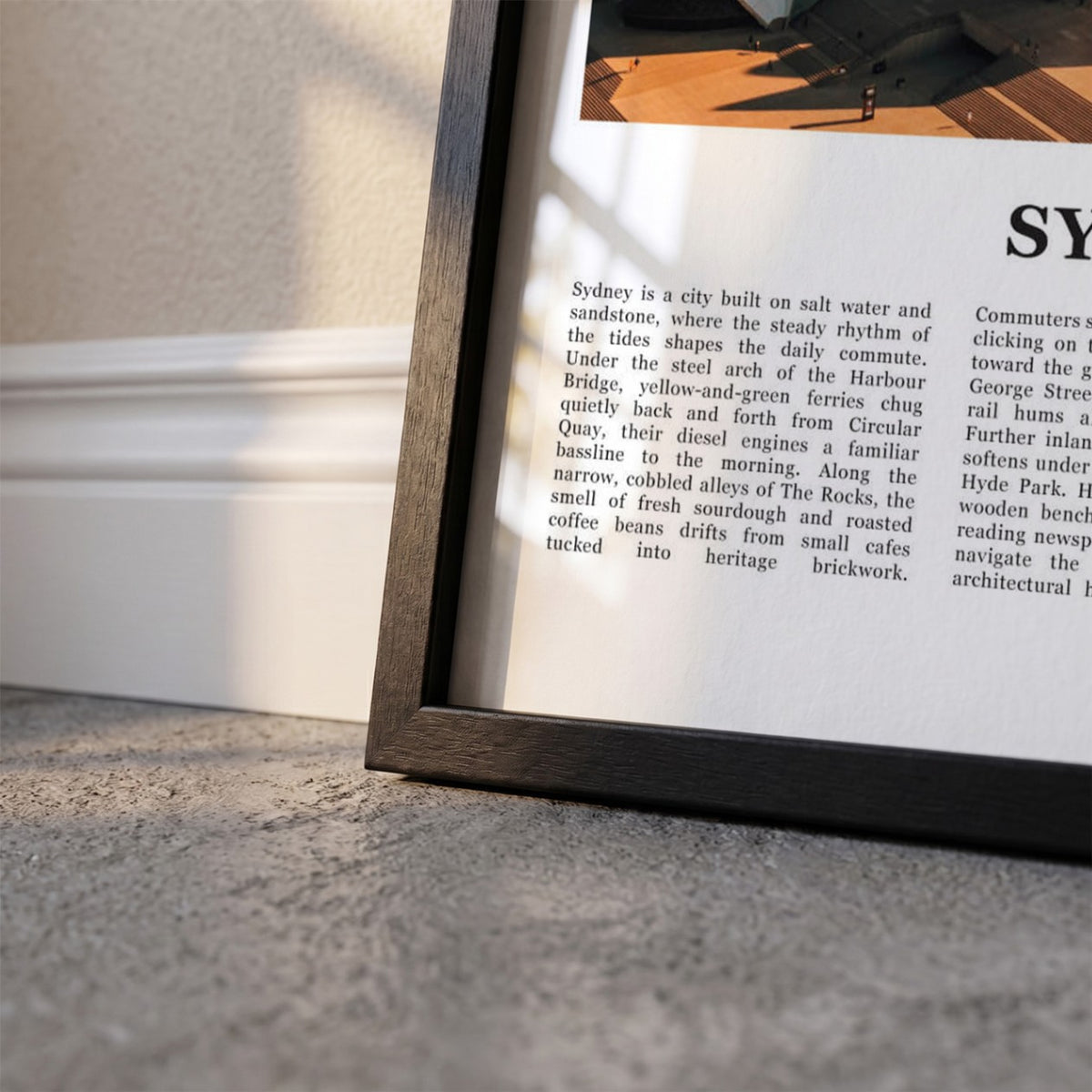 Detailopname van Sydney Fotoposter – Kleur ingelijst in zwarte fotolijst